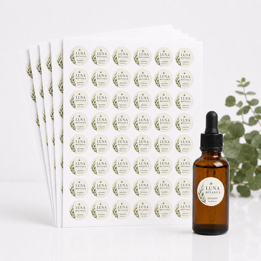 1" Custom Sheet Labels — Pack of 10 Sheets (480 Labels)