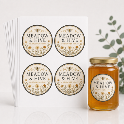 4" Custom Sheet Labels — Pack of 10 Sheets (40 Labels)