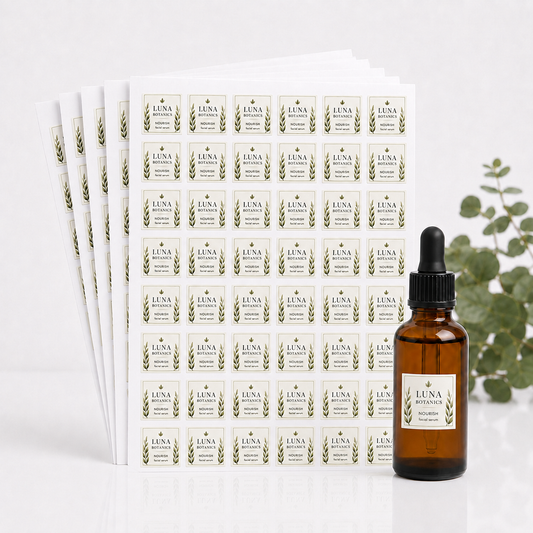 1" Custom Sheet Labels — Pack of 10 Sheets (480 Labels)