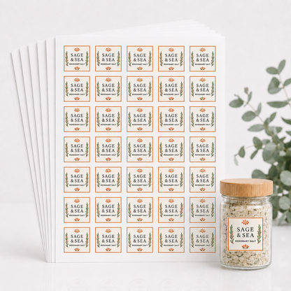 1.25" Custom Sheet Labels — Pack of 10 Sheets (350 Labels)