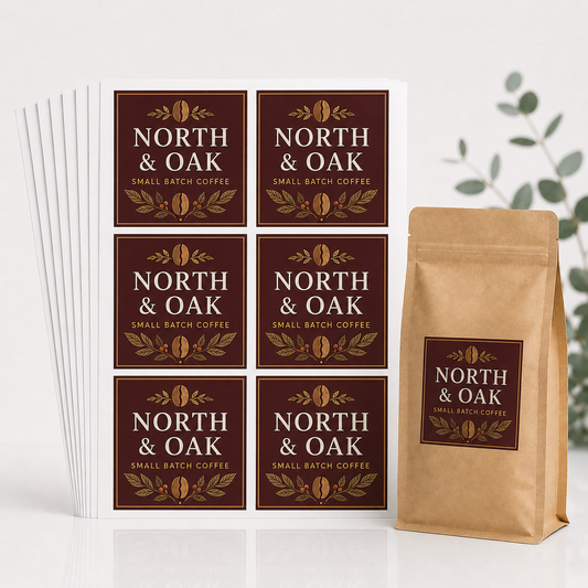 3.5" Custom Sheet Labels — Pack of 10 Sheets (60 Labels)